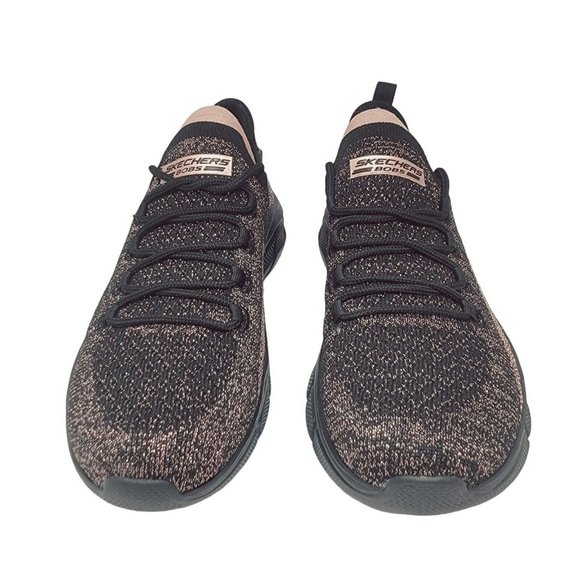 New Sz 8 Womens Comfy Shoes Skechers BOBS Sport B Flex Black Gold 117113 slip-on - Picture 3 of 6